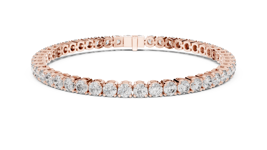 Round Brilliant Diamond Tennis Chain Bracelet in Prong Set Graduated Line