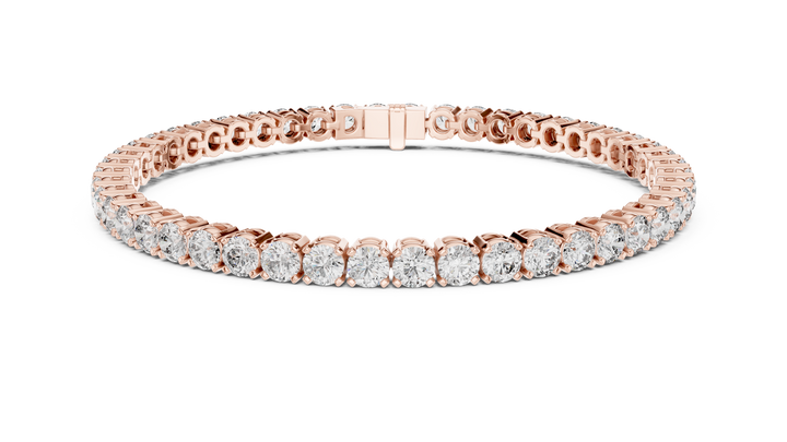 Round Brilliant Diamond Tennis Chain Bracelet in Prong Set Graduated Line