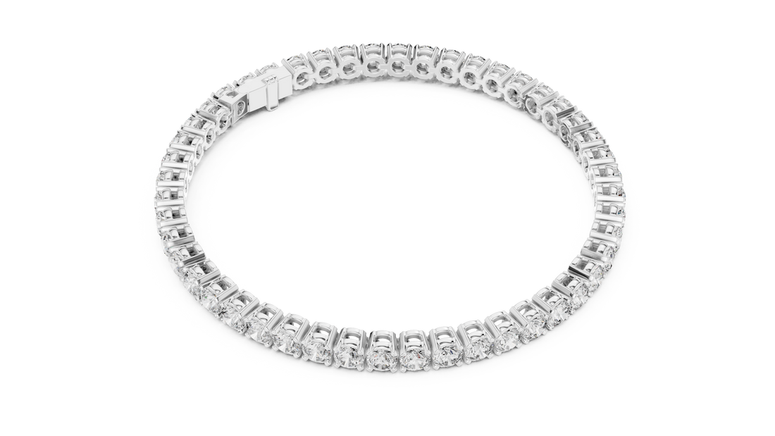 Round Brilliant Diamond Tennis Chain Bracelet in Prong Set Graduated Line