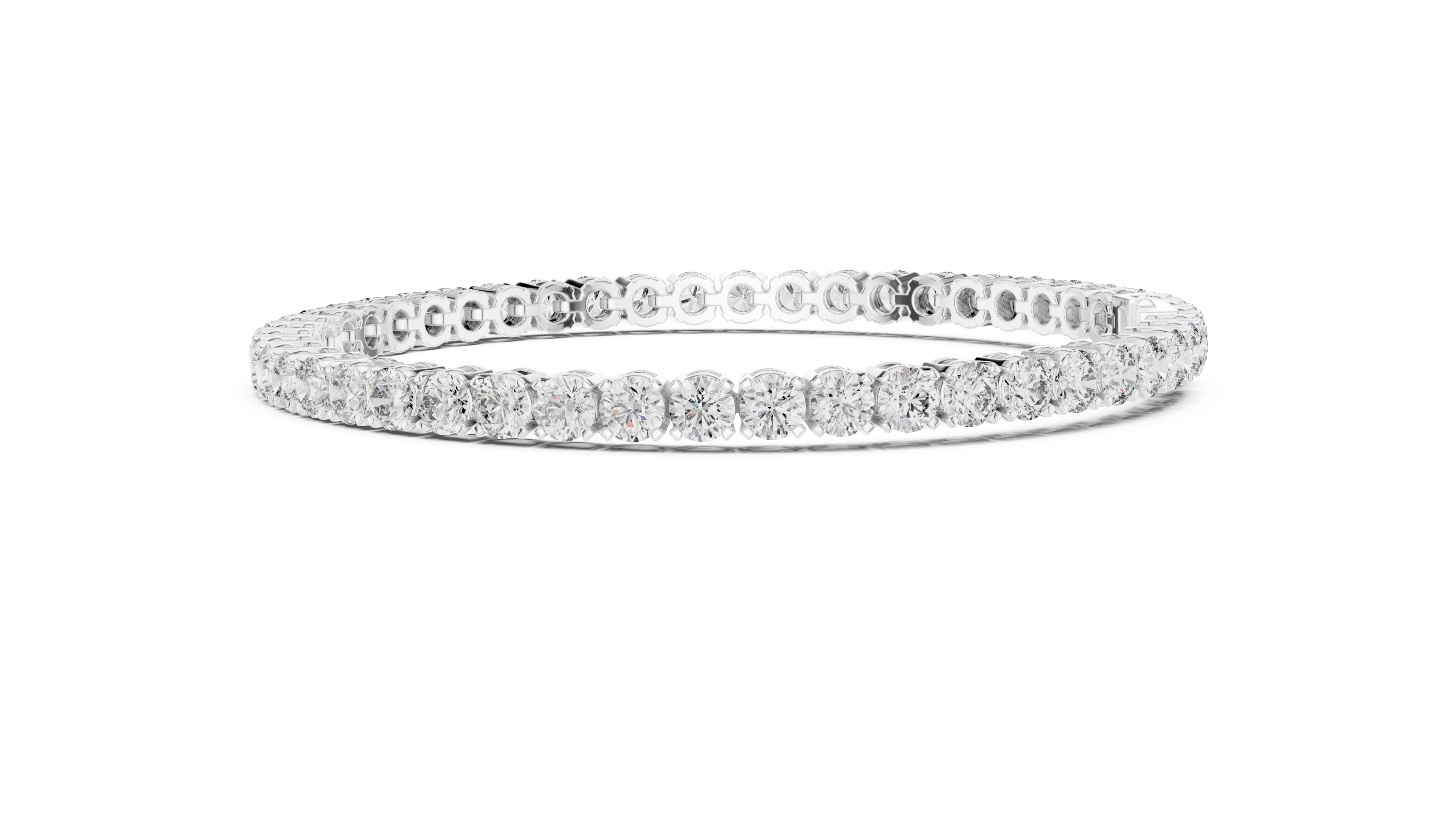 Round Brilliant Diamond Tennis Chain Bracelet in Prong Set Graduated Line