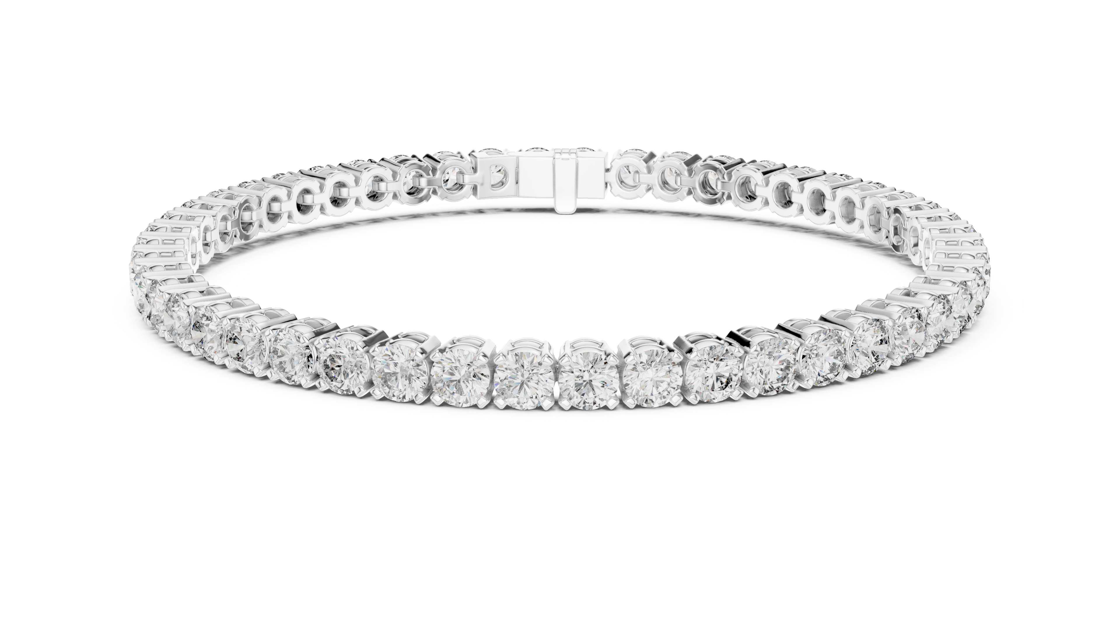 Round Brilliant Diamond Tennis Chain Bracelet in Prong Set Graduated Line