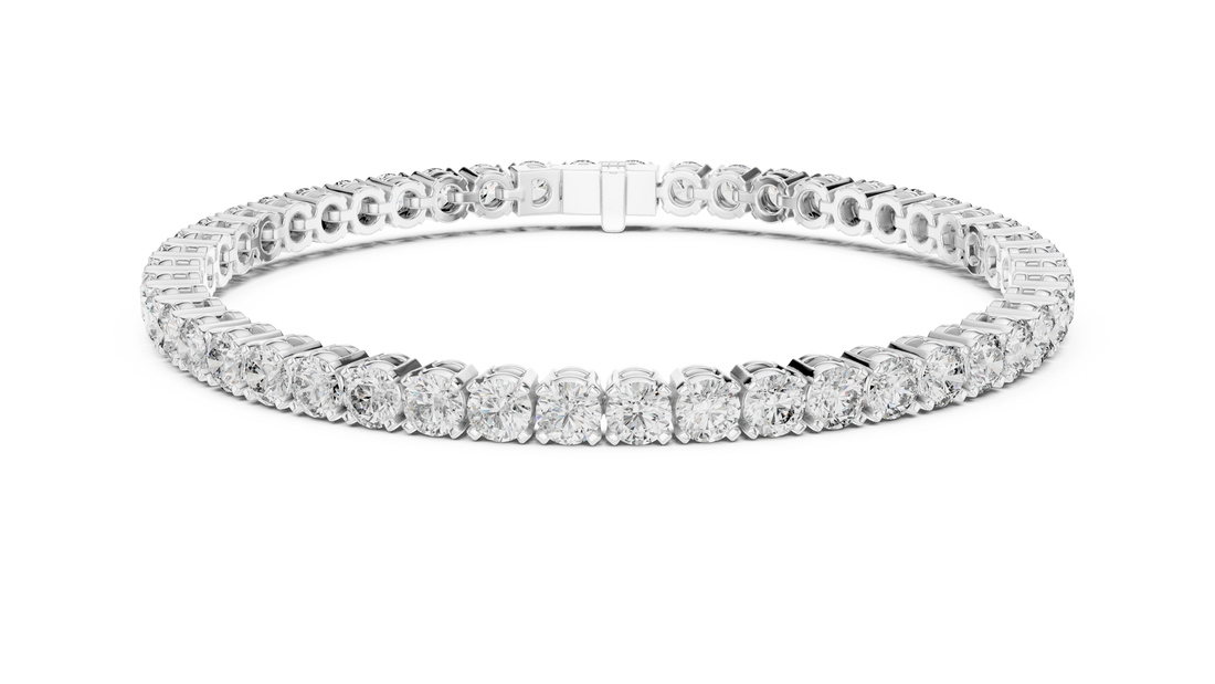 Round Brilliant Diamond Tennis Chain Bracelet in Prong Set Graduated Line