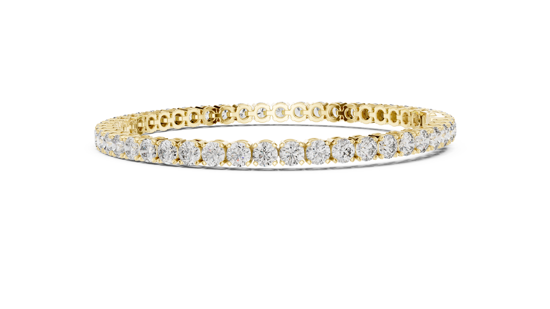 Round Brilliant Diamond Tennis Chain Bracelet in Prong Set Graduated Line