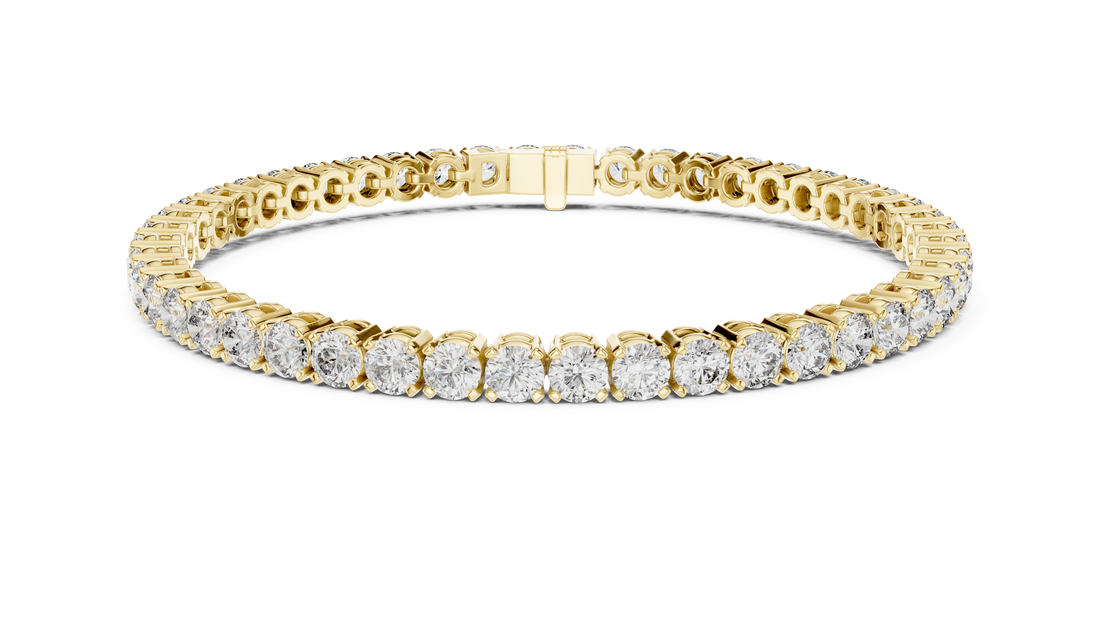 Round Brilliant Diamond Tennis Chain Bracelet in Prong Set Graduated Line