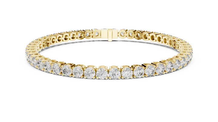 Round Brilliant Diamond Tennis Chain Bracelet in Prong Set Graduated Line