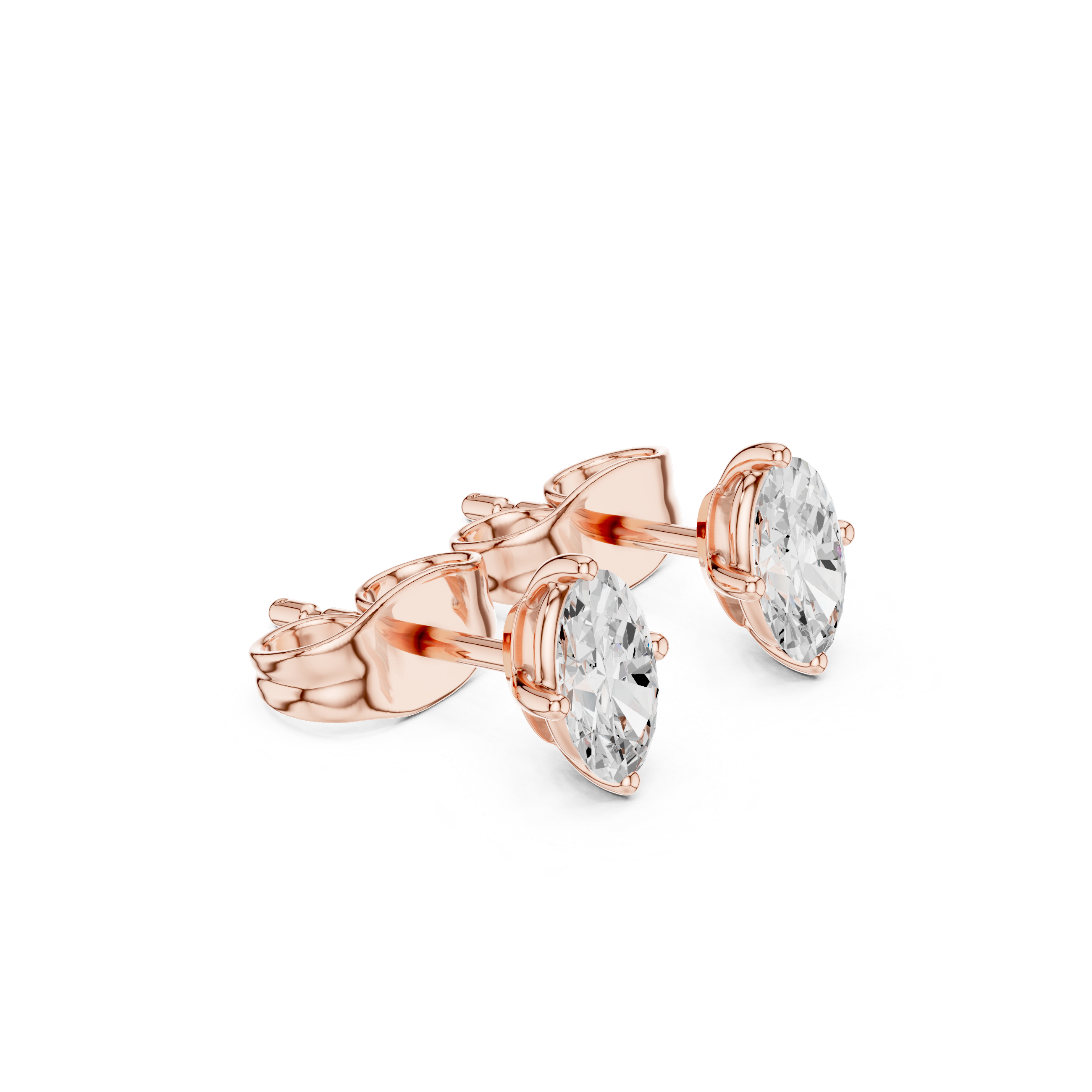 Marquise Cut Diamond Solitaire Stud Earrings with Classic Four Prong Setting