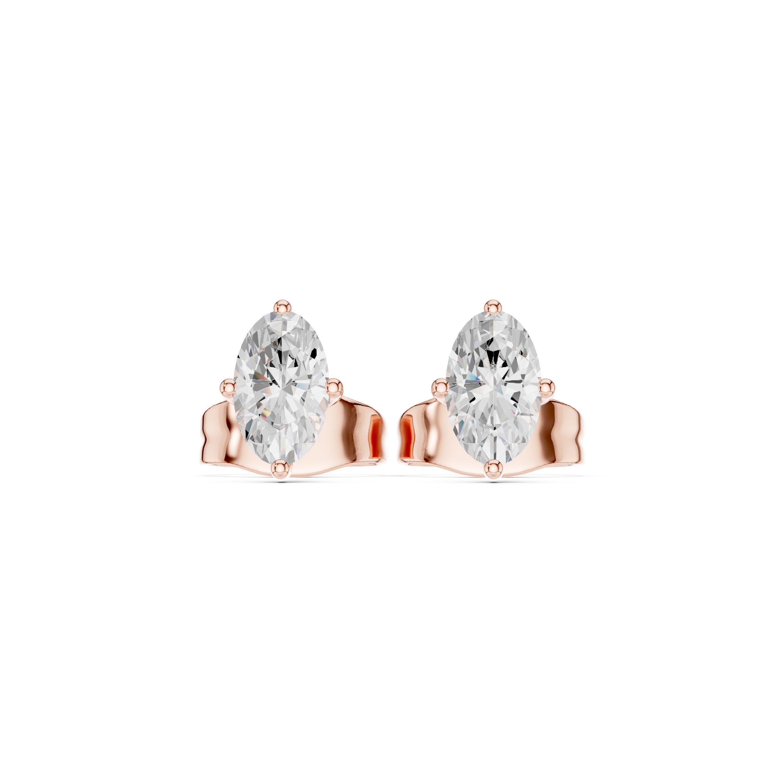 Marquise Cut Diamond Solitaire Stud Earrings with Classic Four Prong Setting