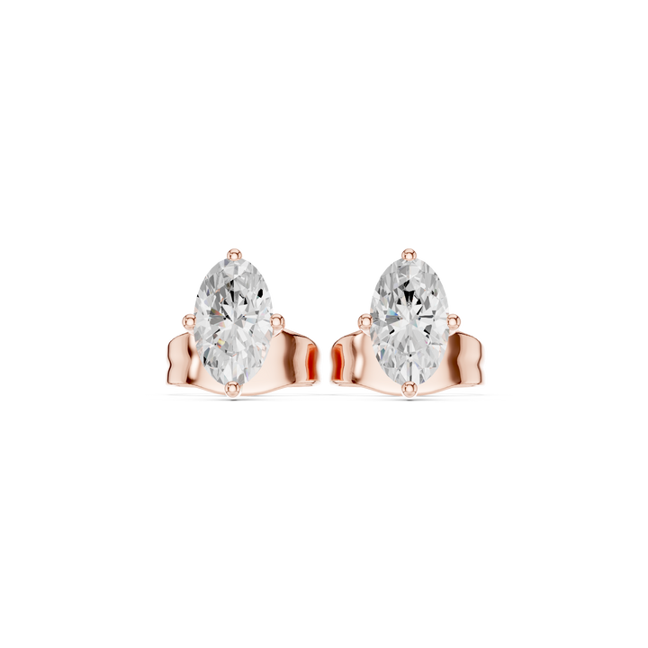 Marquise Cut Diamond Solitaire Stud Earrings with Classic Four Prong Setting