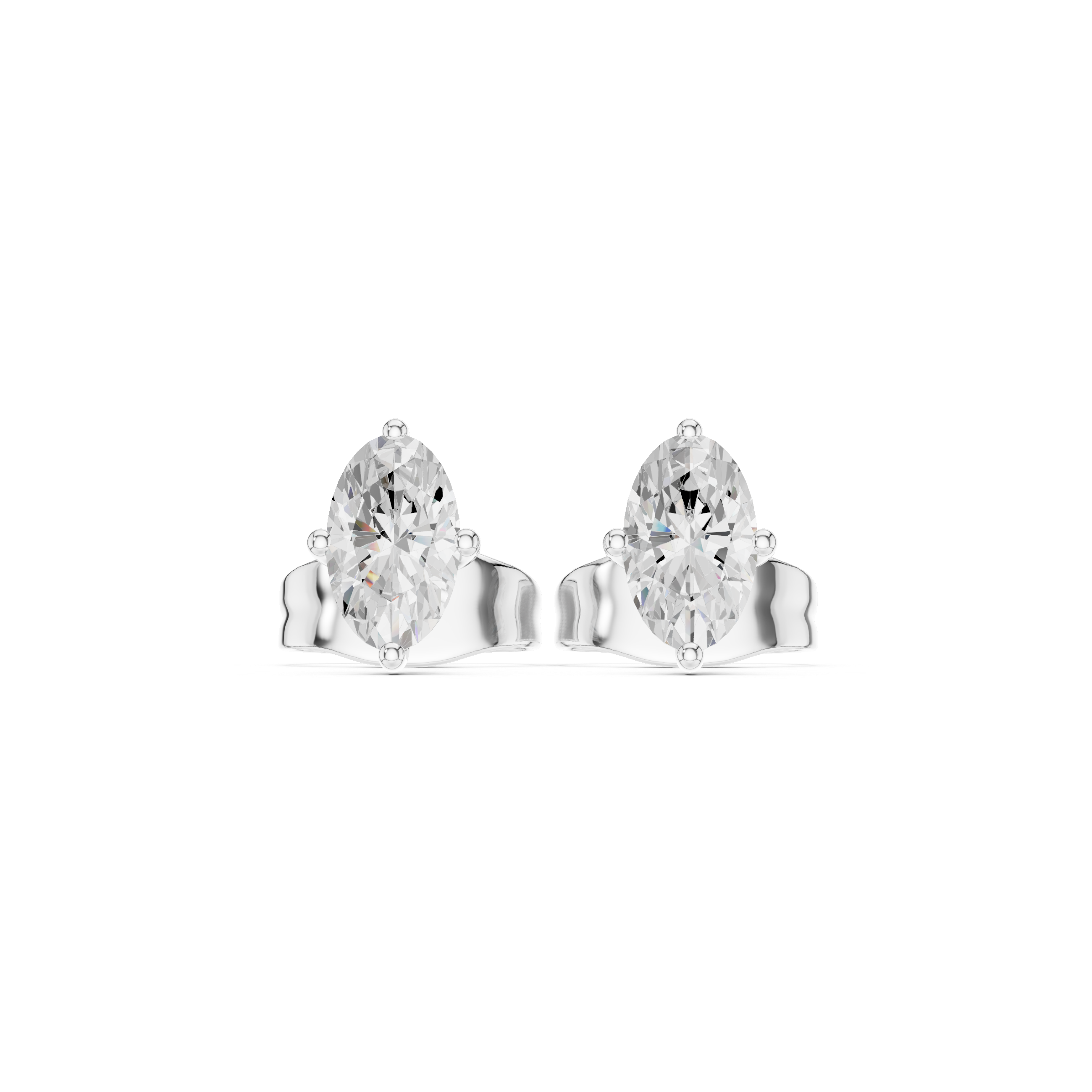 Marquise Cut Diamond Solitaire Stud Earrings with Classic Four Prong Setting