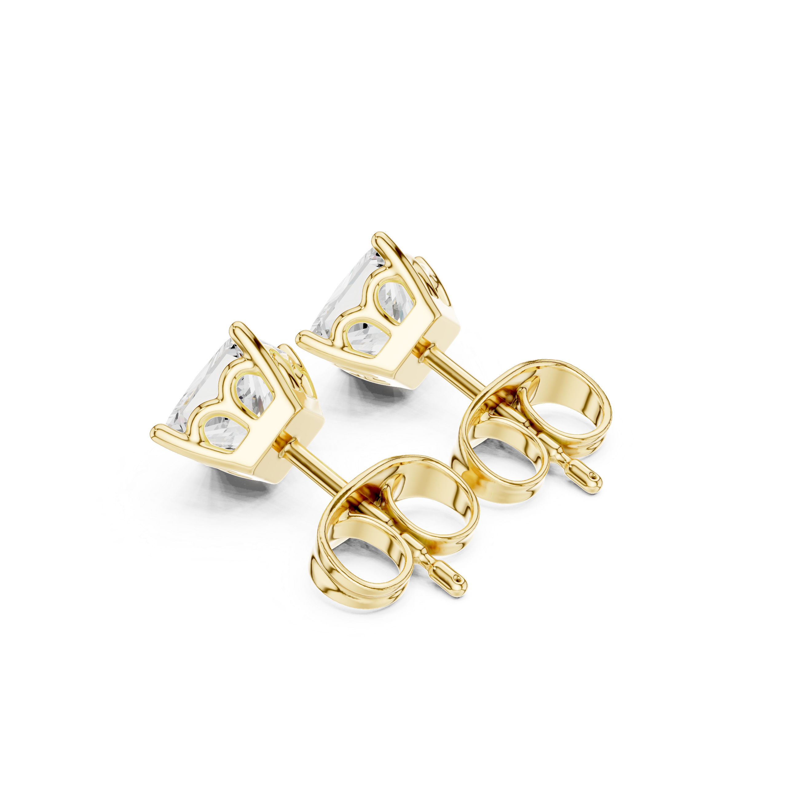 Princess Cut Diamond Solitaire Four Prong Stud Earrings