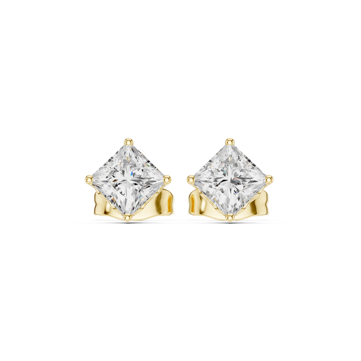 Princess Cut Diamond Solitaire Classic Four Prong Stud Earrings