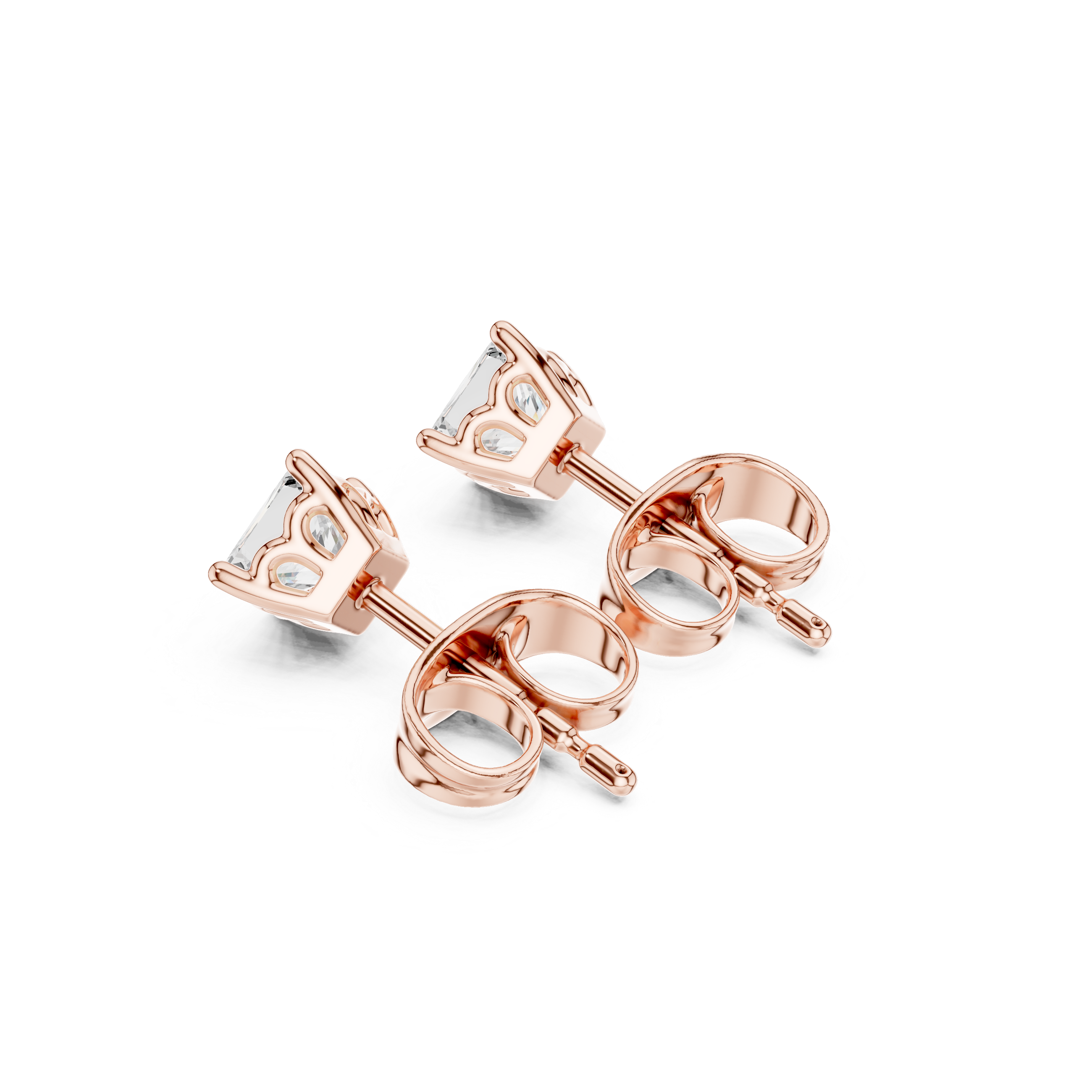 Princess Cut Diamond Four Prong Classic Stud Earrings