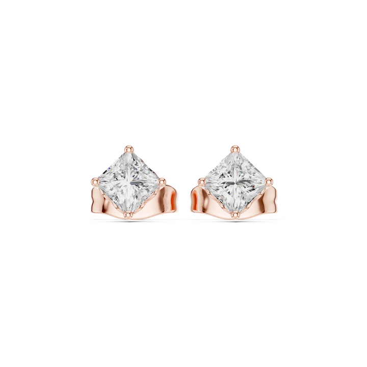 Princess Cut Diamond Four Prong Classic Stud Earrings