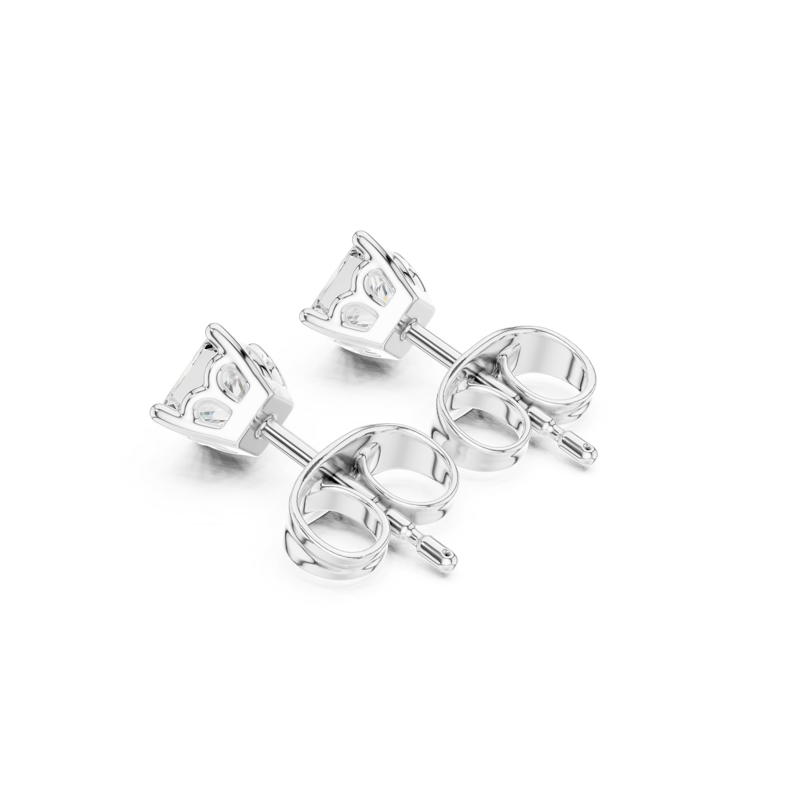 Princess Cut Diamond Four Prong Classic Stud Earrings