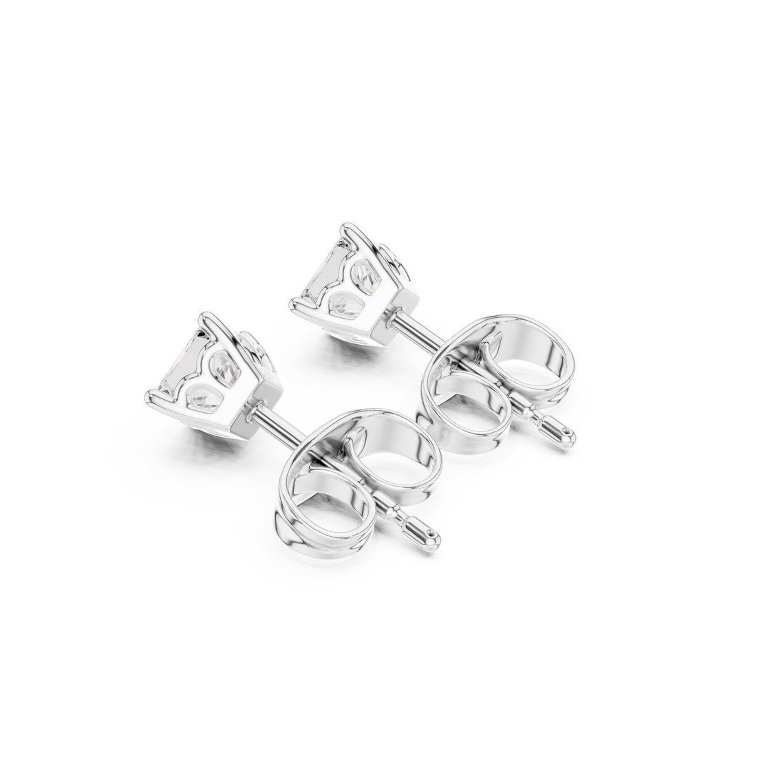 Princess Cut Diamond Four Prong Classic Stud Earrings