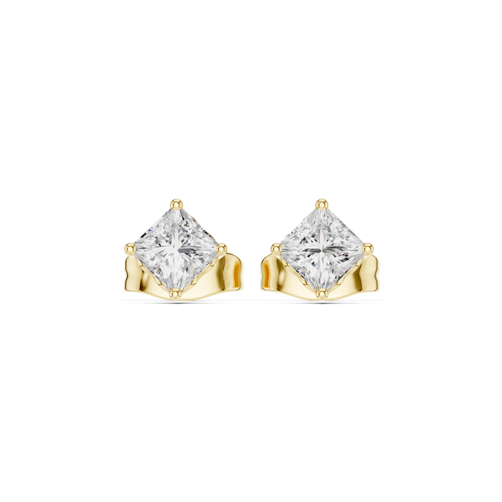 Princess Cut Diamond Four Prong Classic Stud Earrings