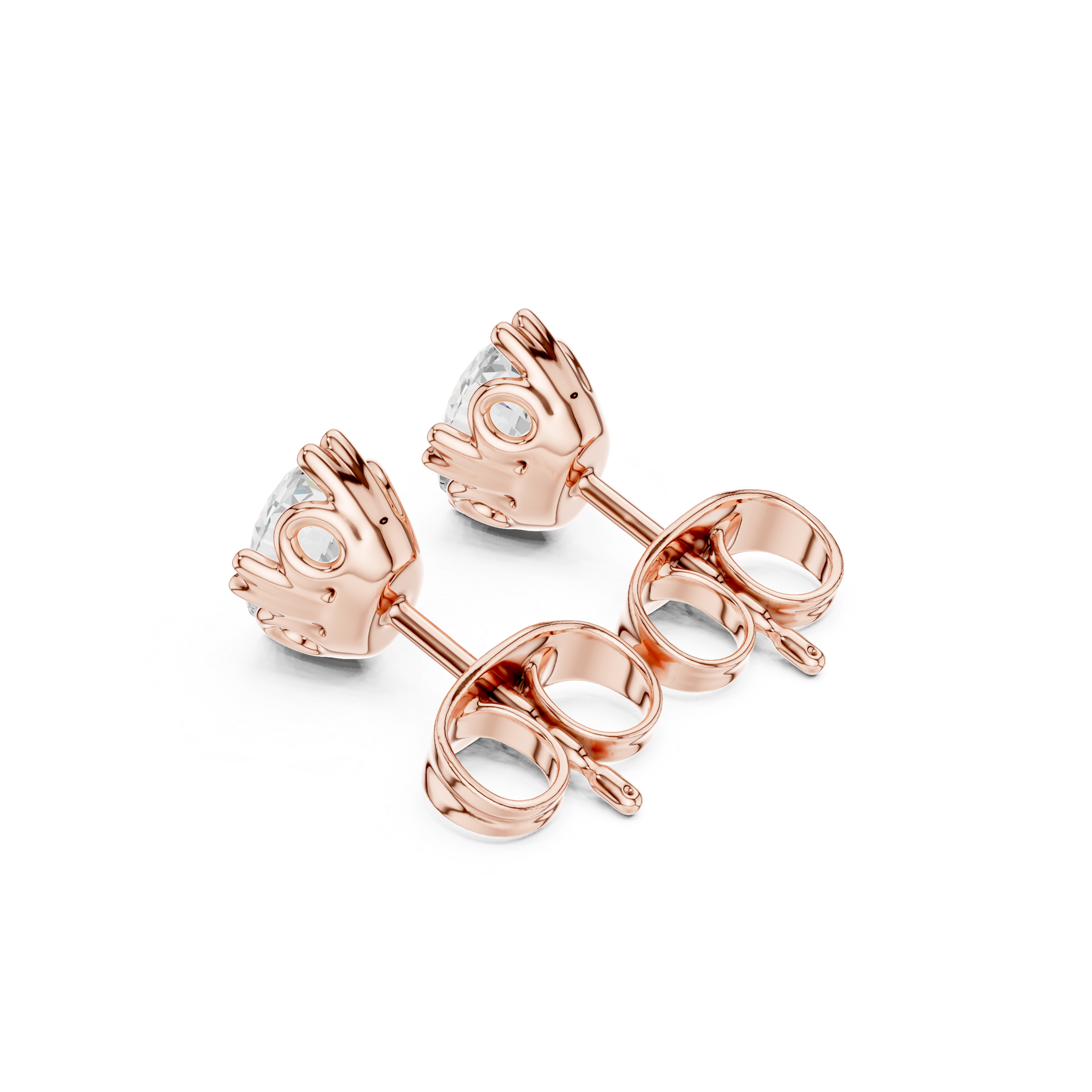 Oval Cut Diamond Solitaire Stud Earrings with Classic Six Prong Setting