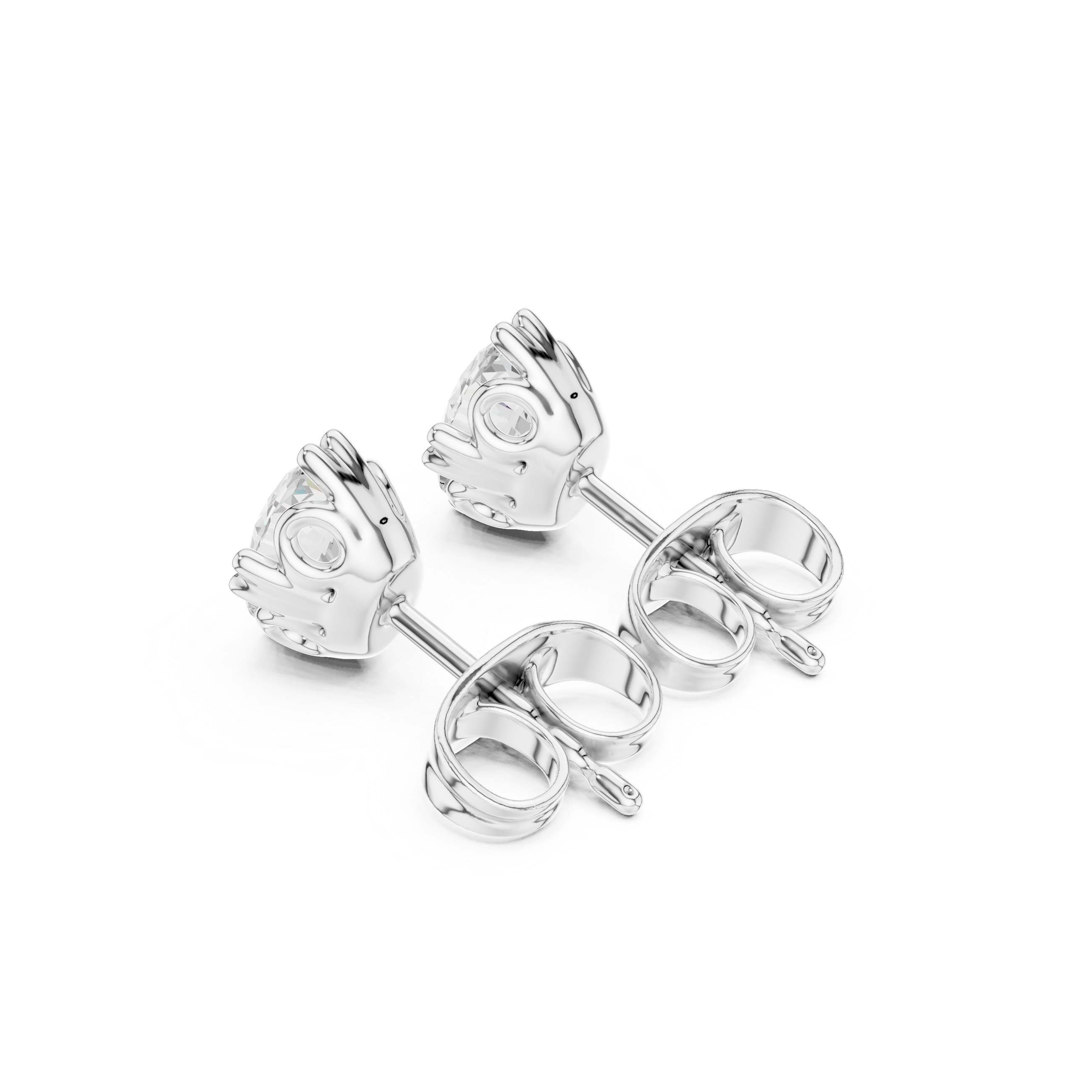 Oval Cut Diamond Solitaire Stud Earrings with Classic Six Prong Setting