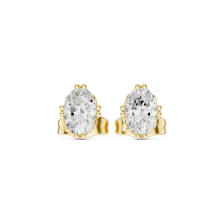 Oval Cut Diamond Solitaire Stud Earrings with Classic Six Prong Setting