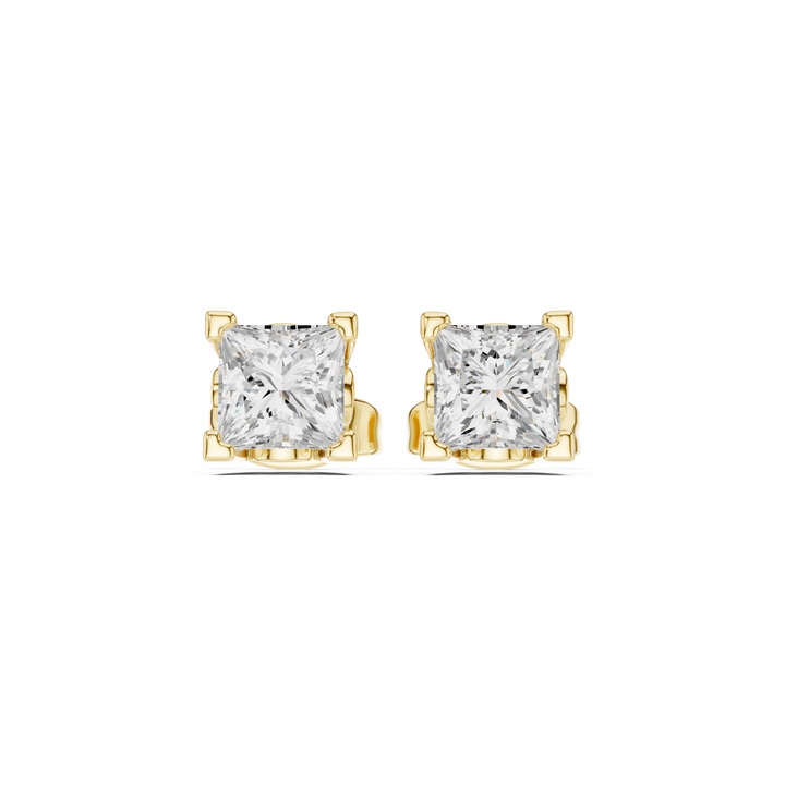 Princess Cut Diamond Solitaire Four Prong Classic Stud Earrings