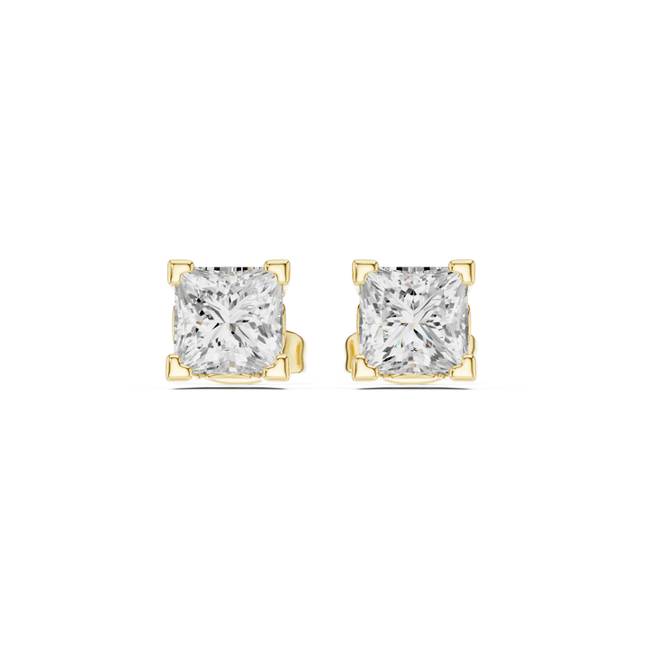 Princess Cut Diamond Four Prong Classic Stud Earrings