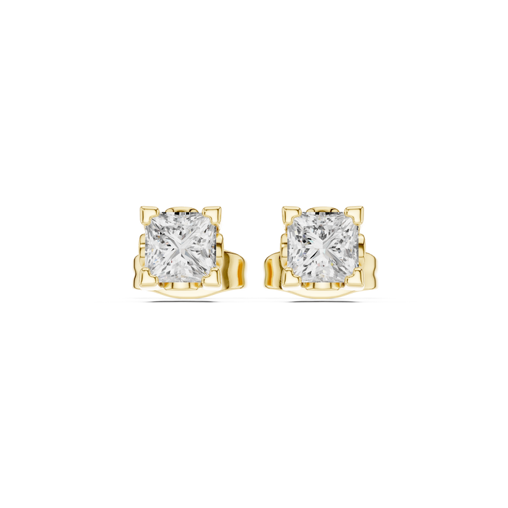 Princess Cut Diamond Solitaire Four Prong Classic Stud Earrings