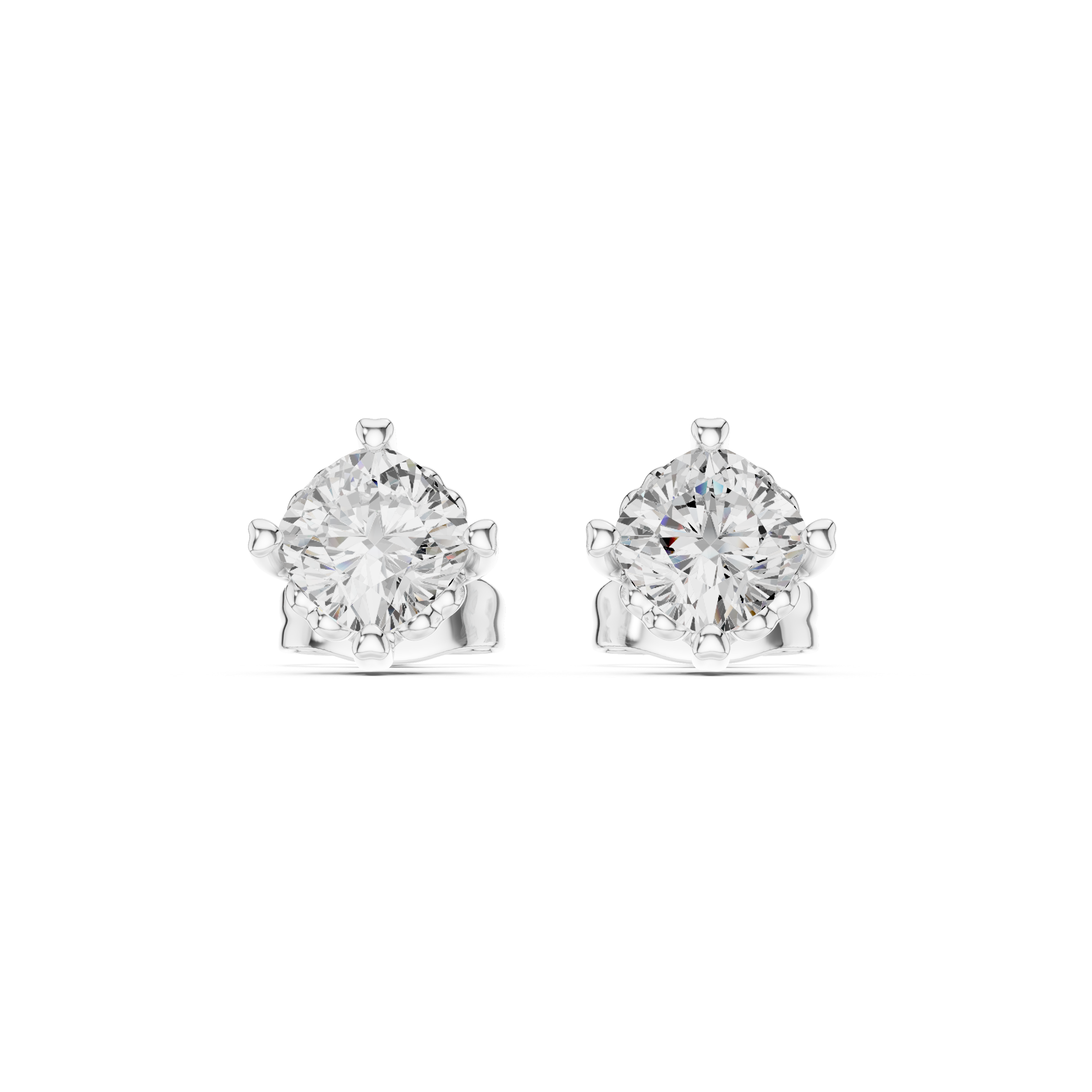Cushion Cut Diamond Solitaire Classic Six Prong Stud Earrings
