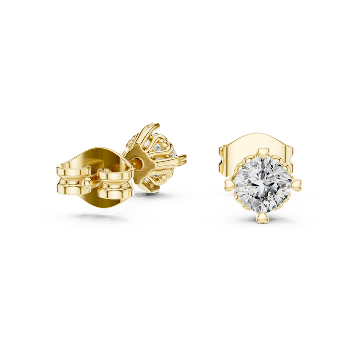 Cushion Square Diamond Solitaire Stud Earrings in Classic Collet Setting