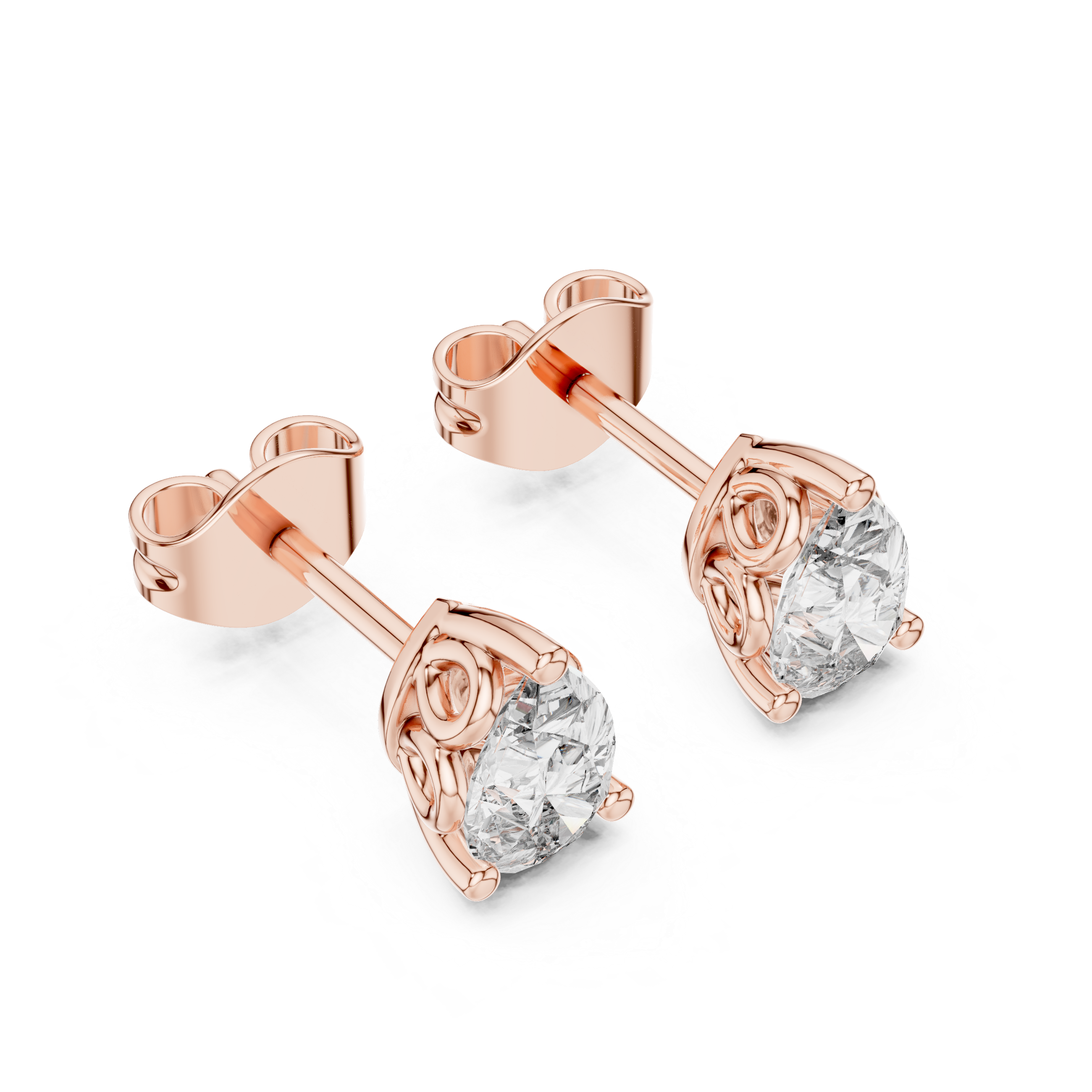 Diamond halo earrings with bright sparkle.