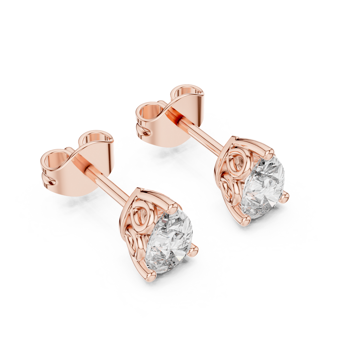 Diamond halo earrings with bright sparkle.