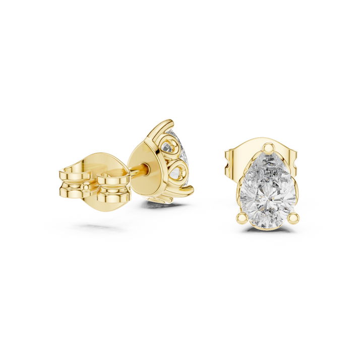 Pear Cut Diamond Solitaire Collet Set Timeless Stud Earrings