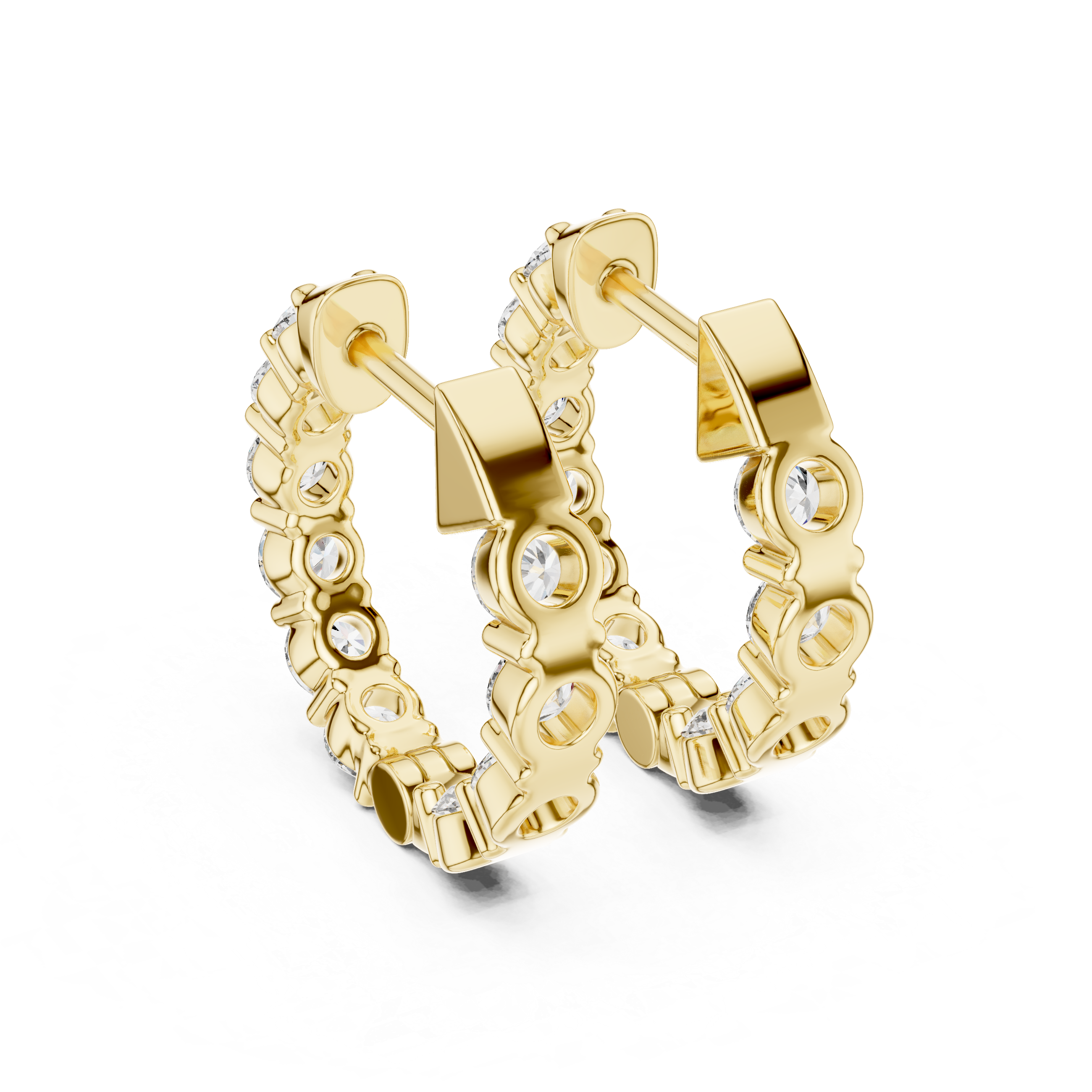 Round Brilliant Diamond Inside Out Hoop Earrings Classic Pavé Line