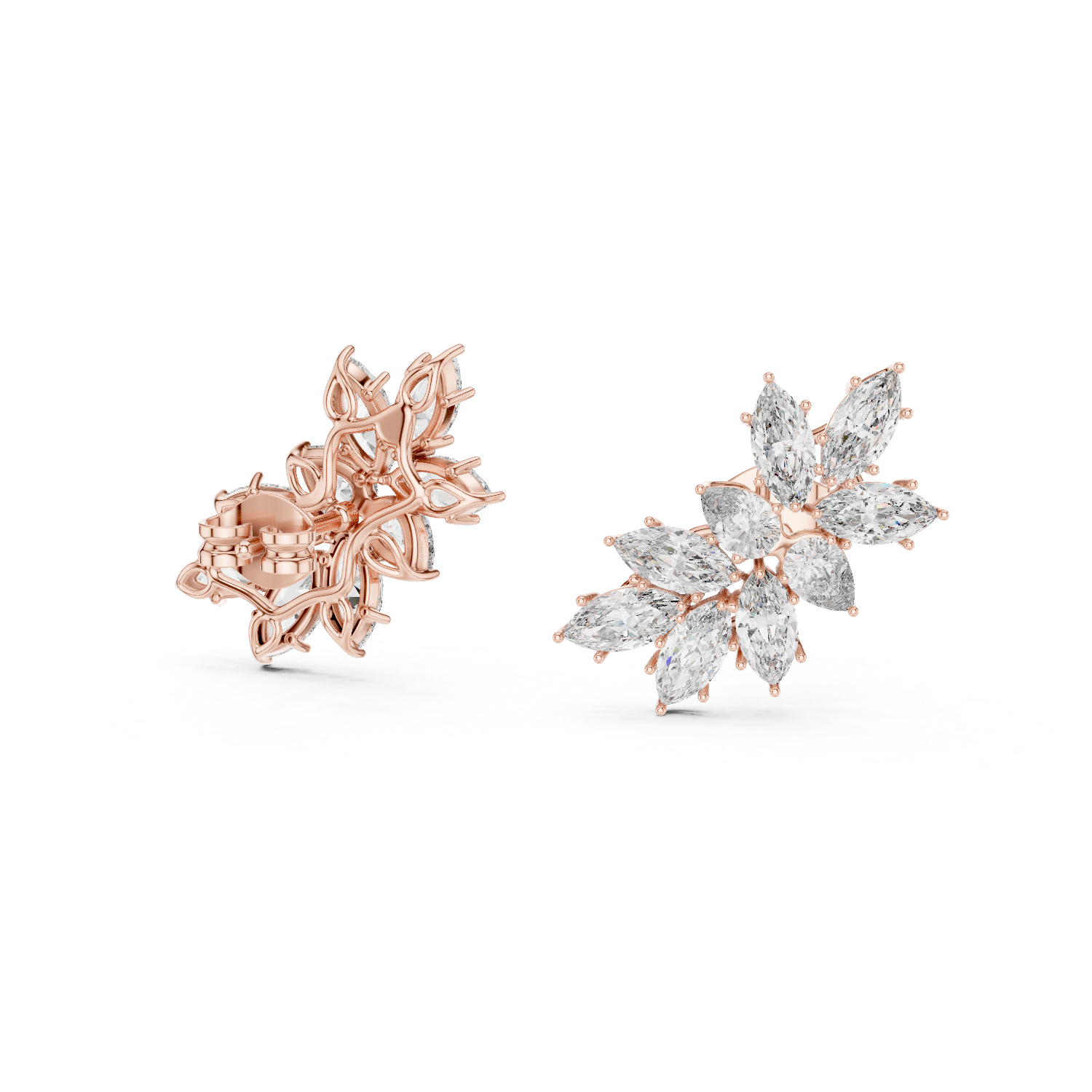 Small diamond earrings with bright sparkle.