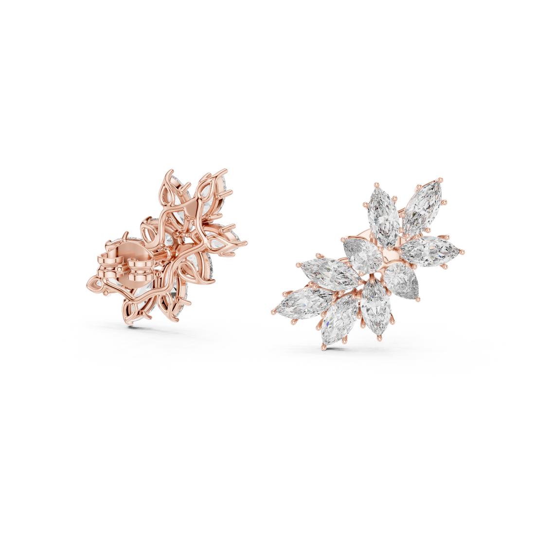 Small diamond earrings with bright sparkle.