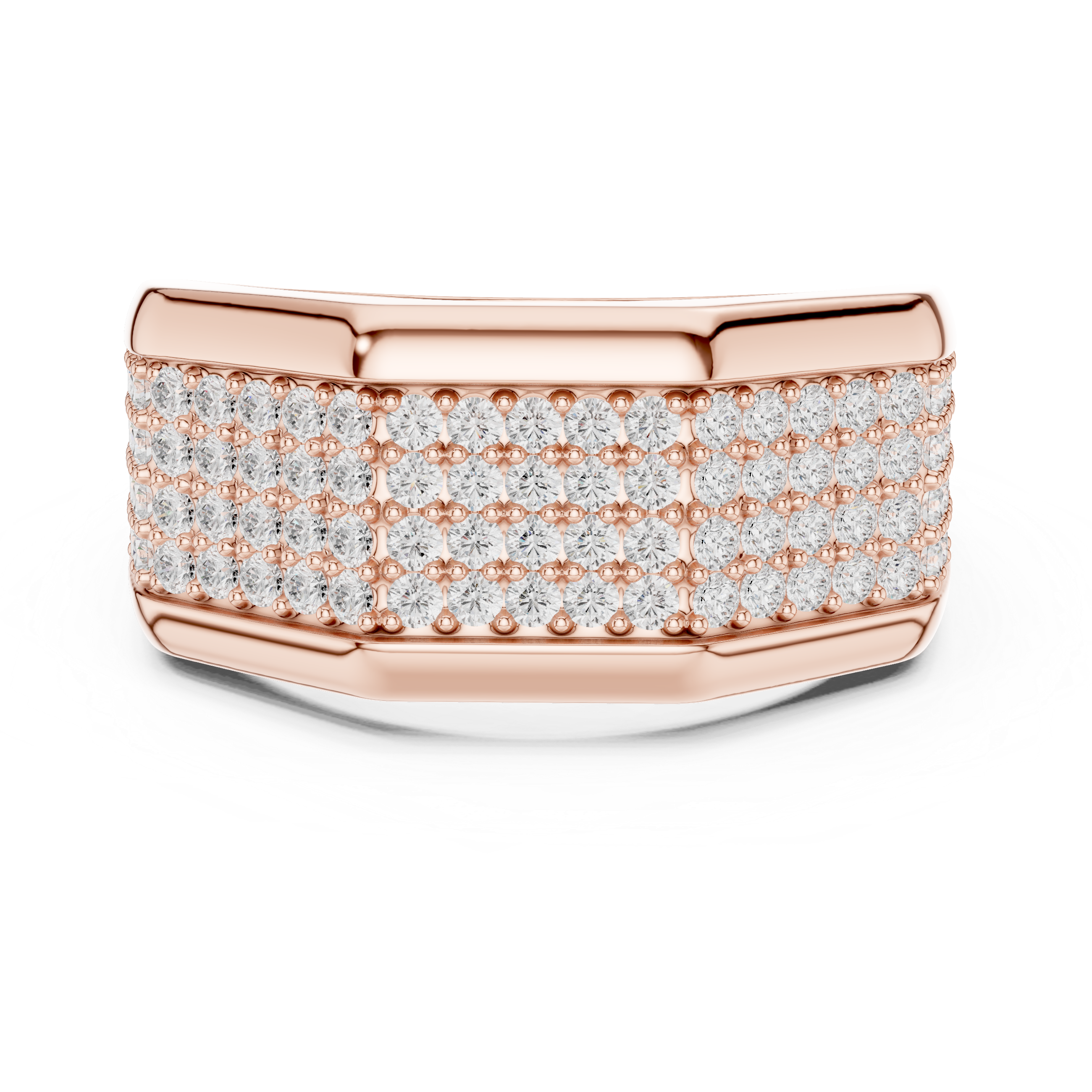 Multi Row Round Diamond Pavé Men's Band Ring