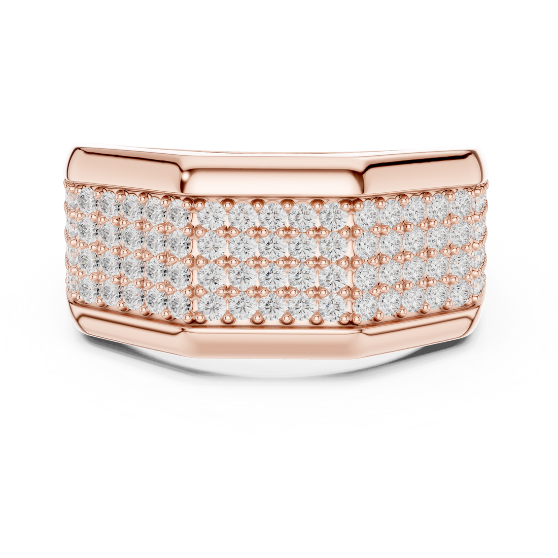 Multi Row Round Diamond Pavé Men's Band Ring