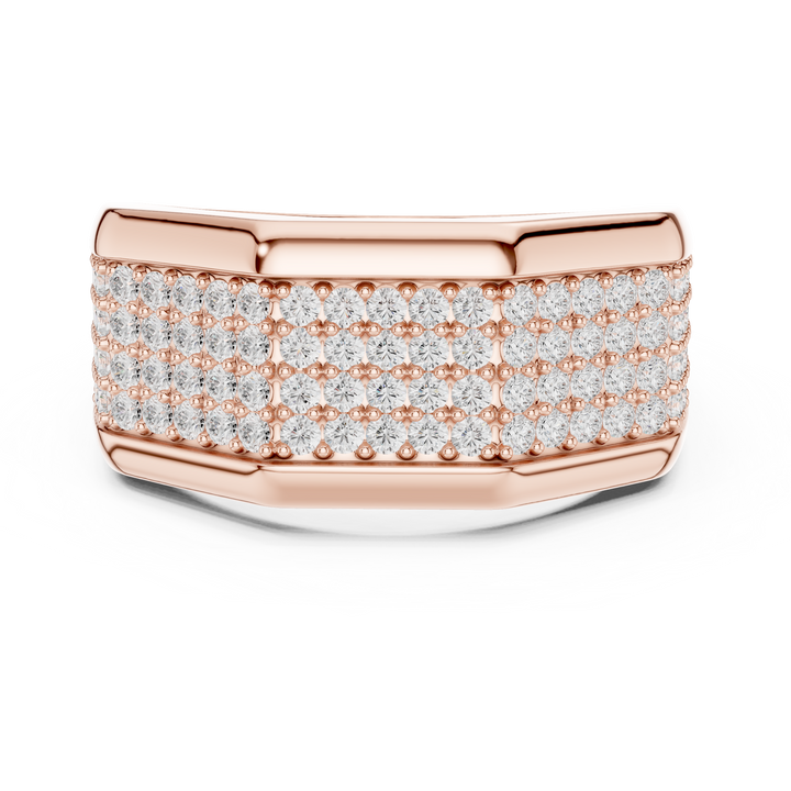 Multi Row Round Diamond Pavé Men's Band Ring