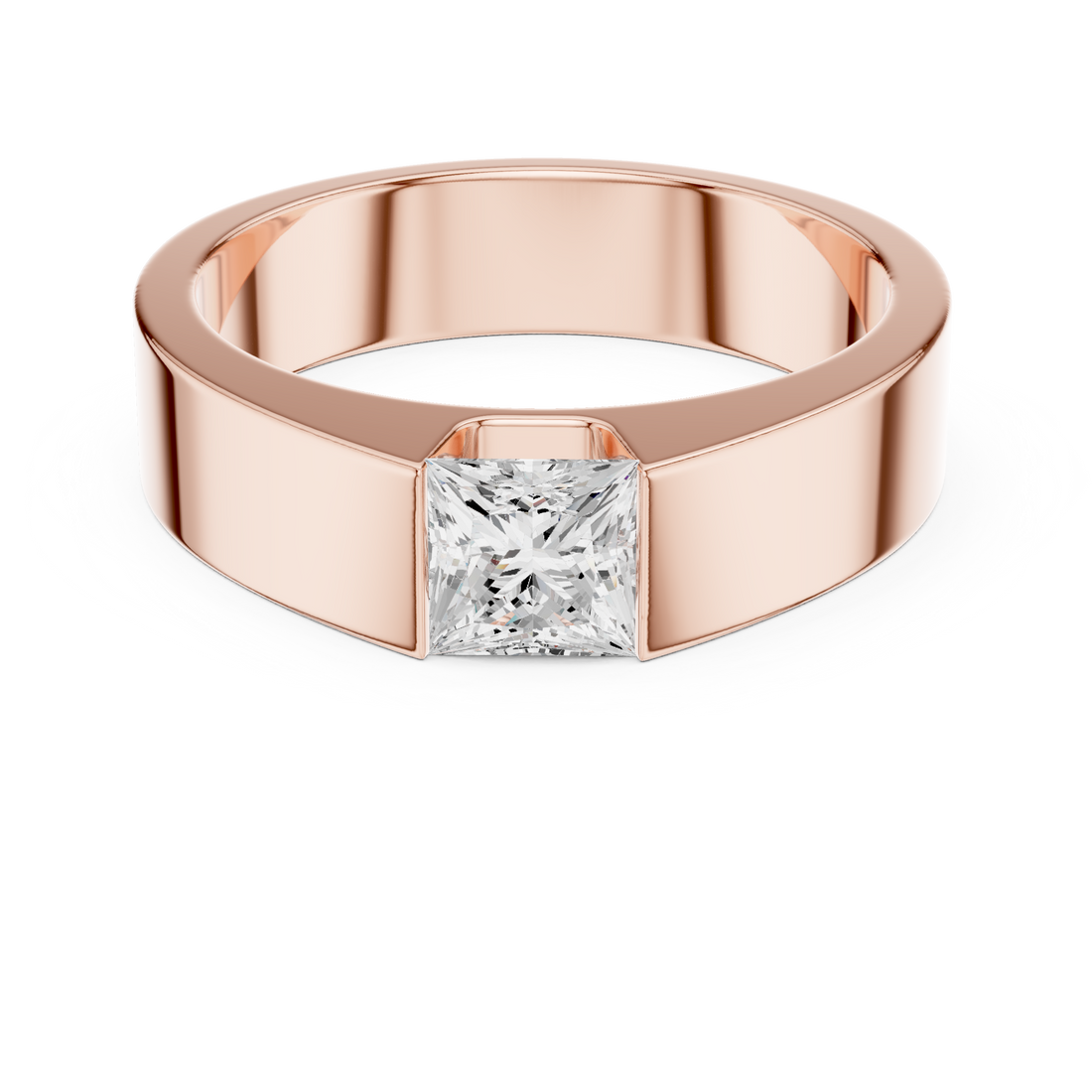 Princess Cut Diamond Minimalist Solitaire Band Ring