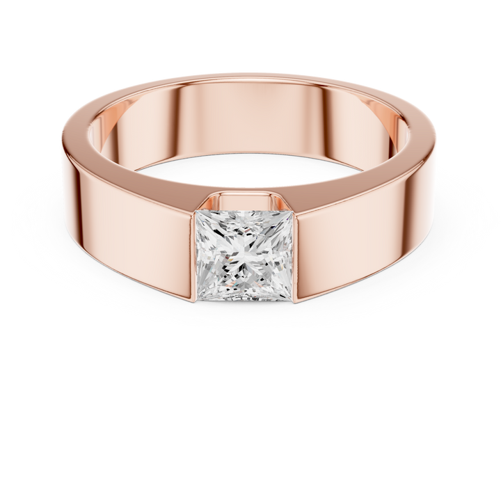 Princess Cut Diamond Minimalist Solitaire Band Ring