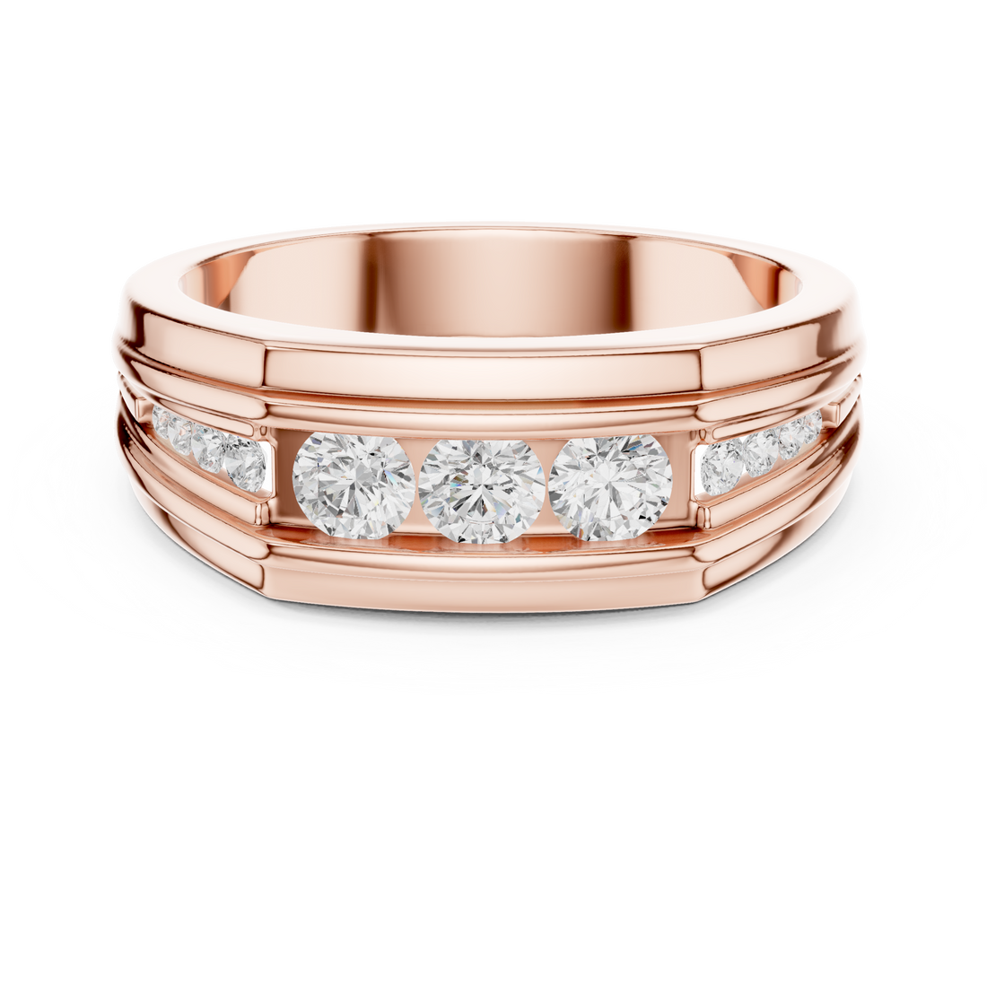 Round Cut Diamond Multi Stone Channel Set Band Ring