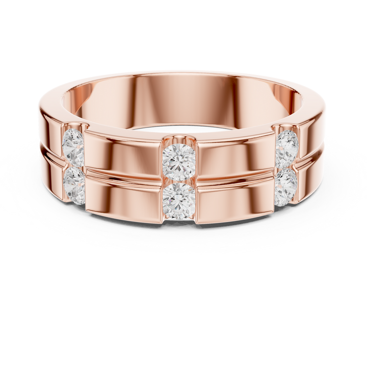 Round Diamond Multi Stone Wide Band Ring