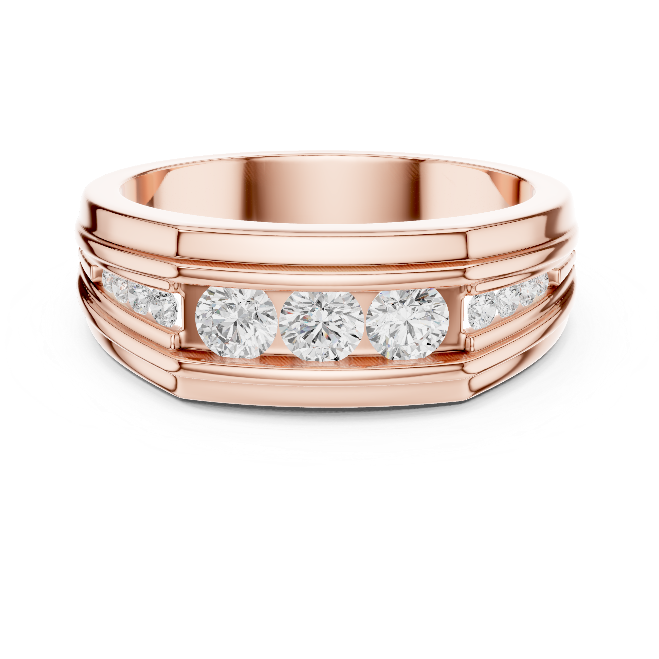 Round Diamond Multi Stone Channel Set Band Ring
