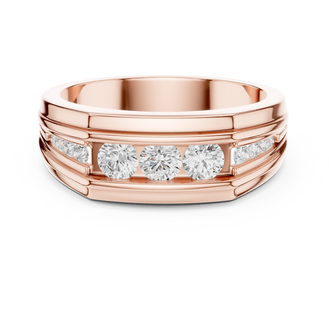 Round Diamond Multi Stone Channel Set Band Ring