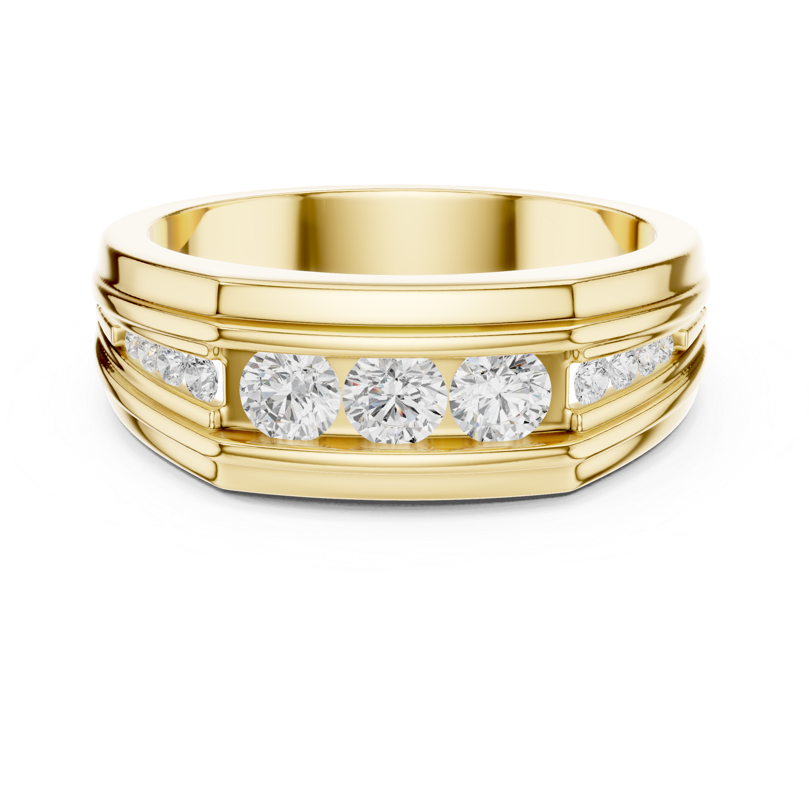 Round Cut Diamond Channel Set Band Ring