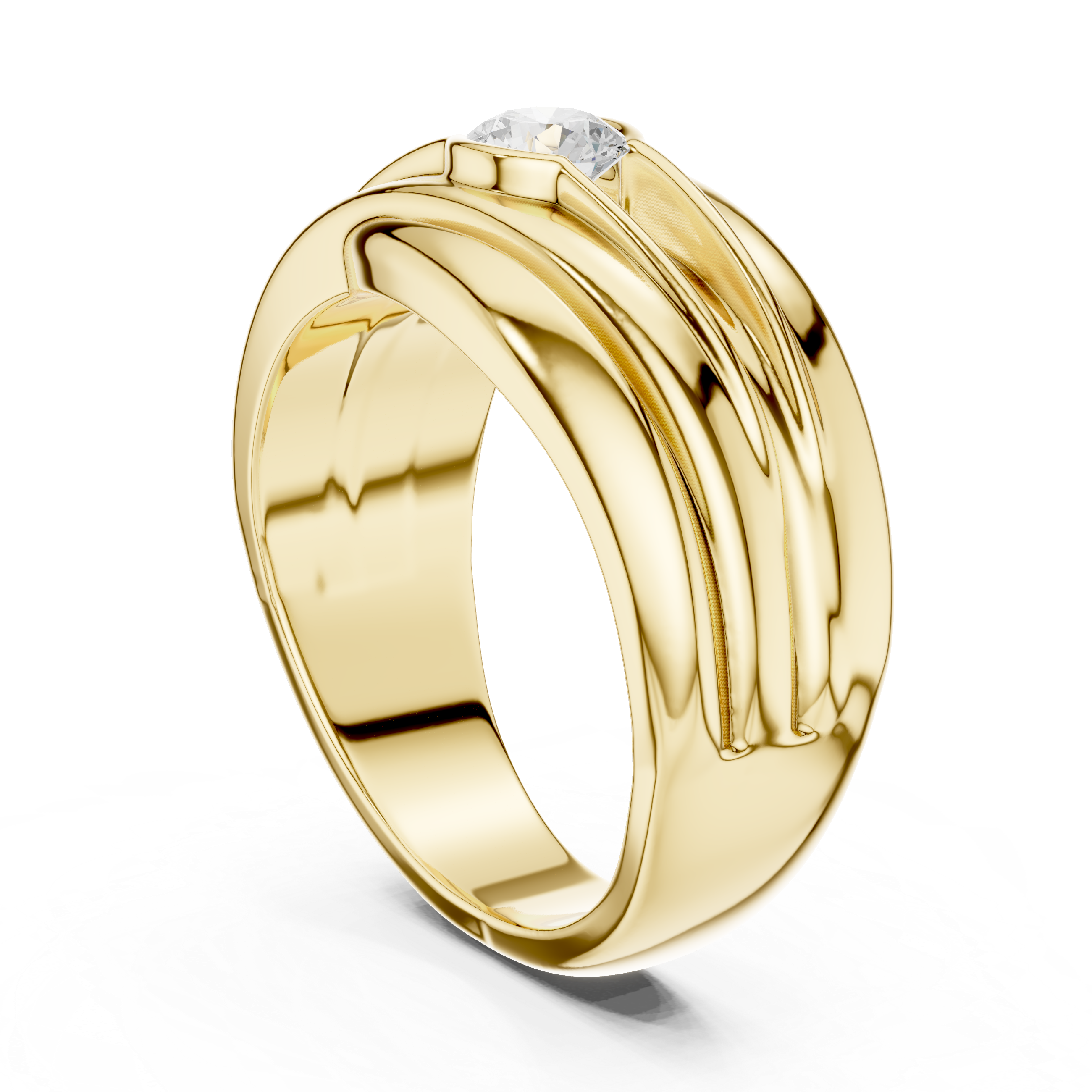 Modern geometric diamond ring with sharp angles and contemporary luxury finish.