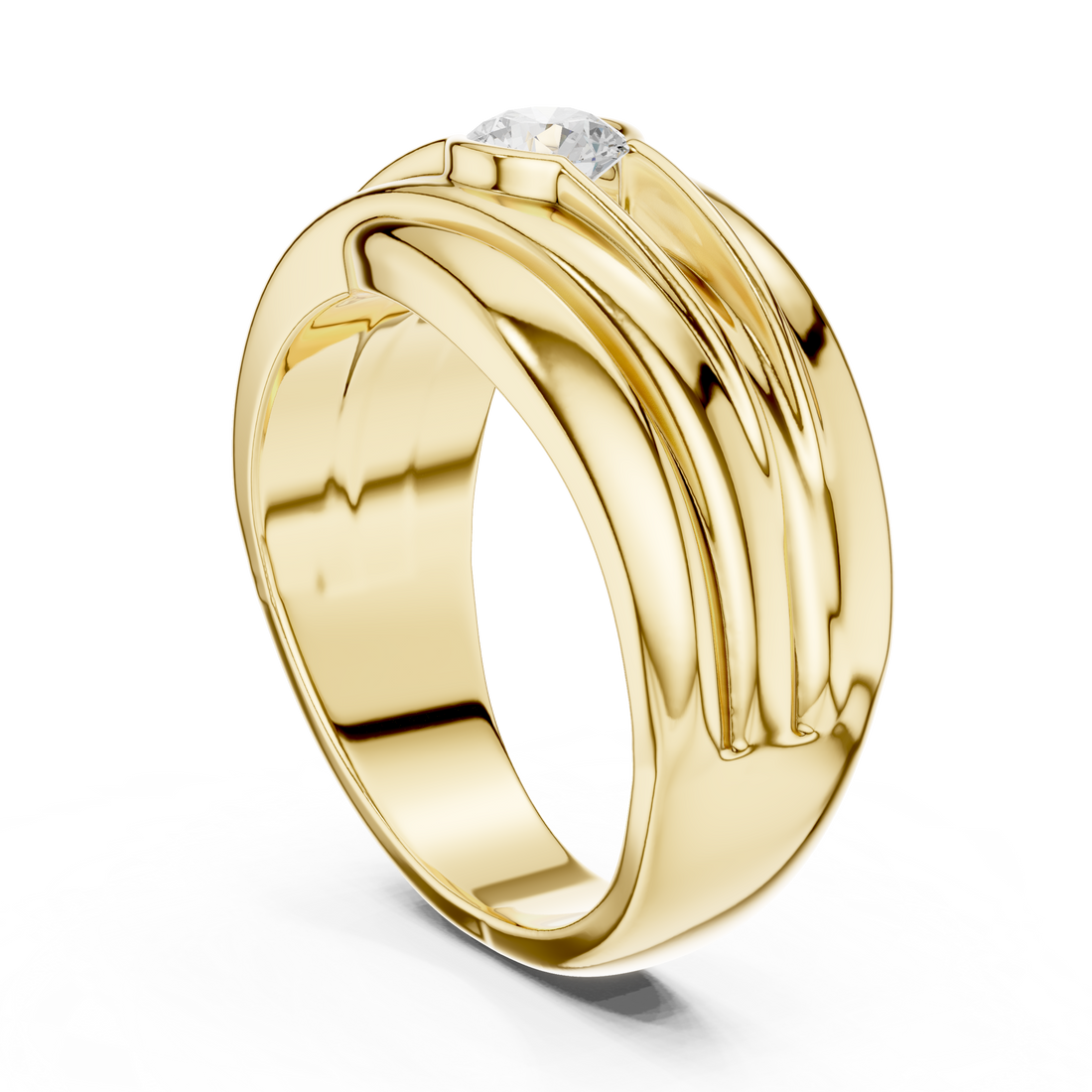 Modern geometric diamond ring with sharp angles and contemporary luxury finish.