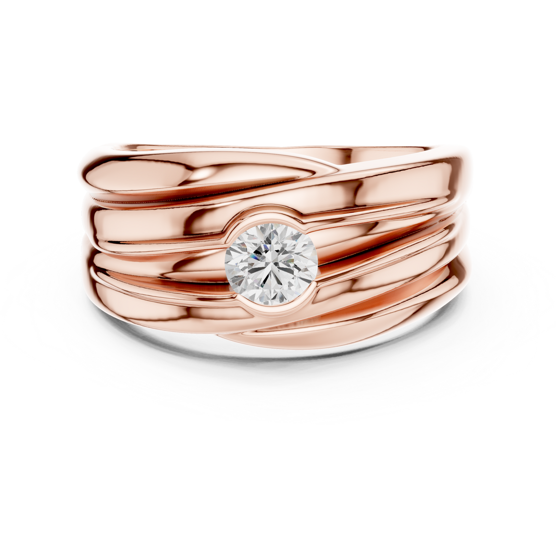Elegant gold diamond engagement ring with classic round solitaire setting and polished band design.