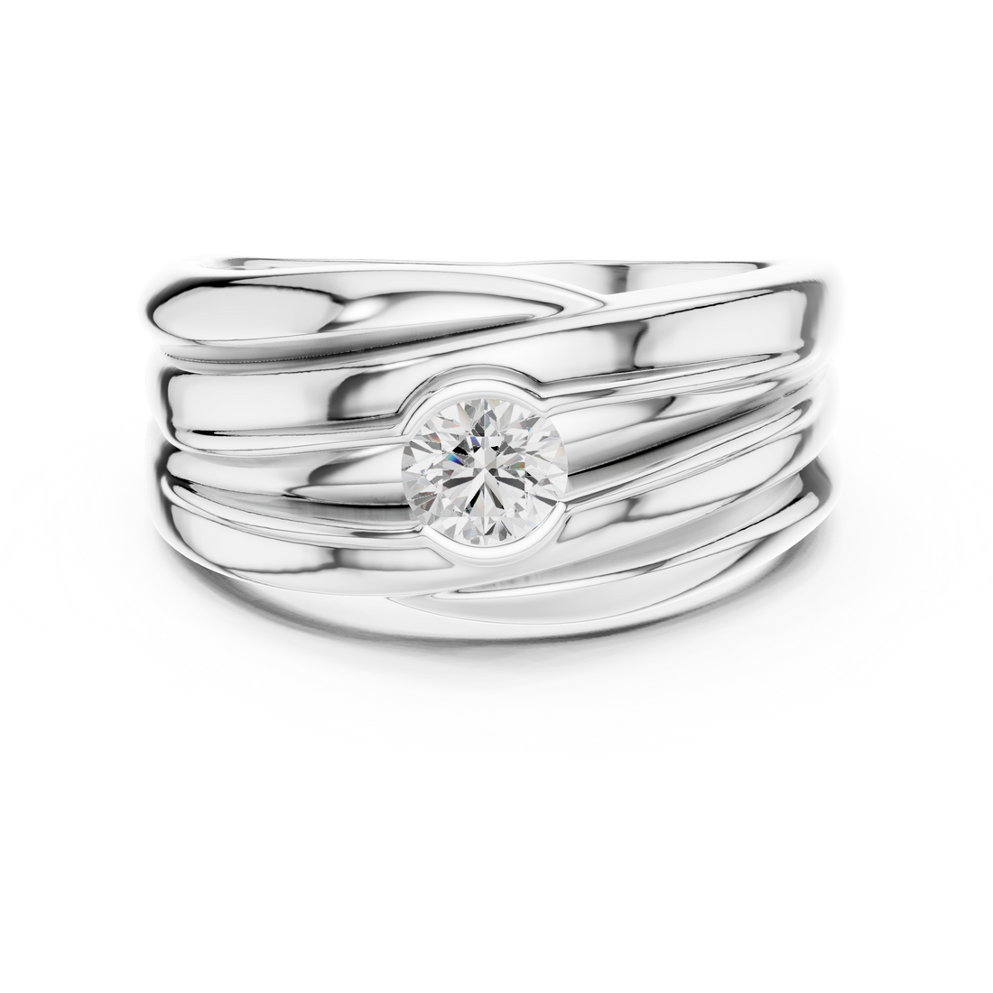 Minimalist solitaire diamond ring with clean lines and refined modern style.