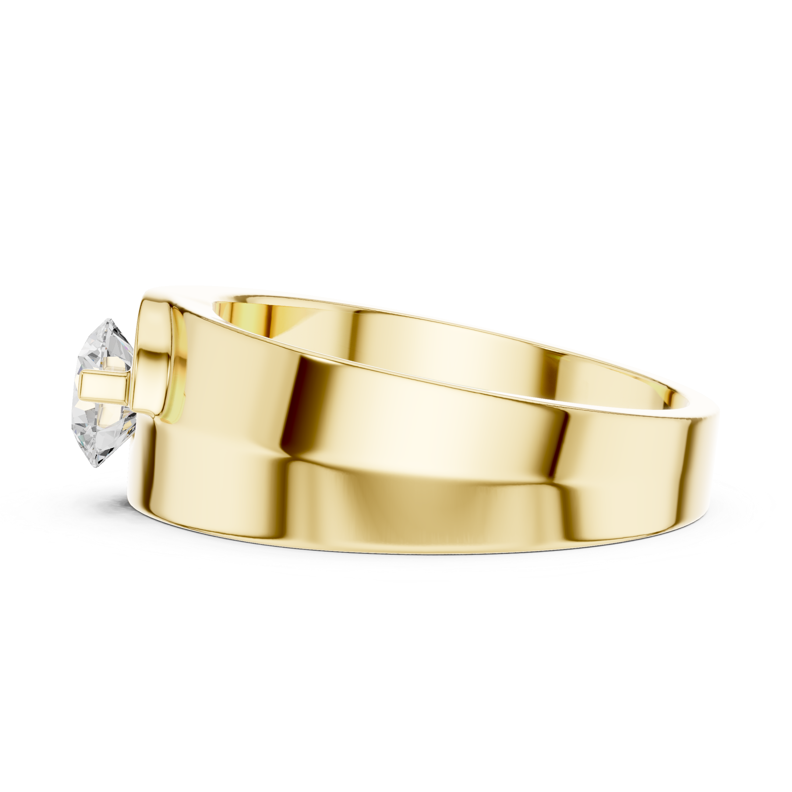 Luxury men's diamond band featuring row of sparkling stones.