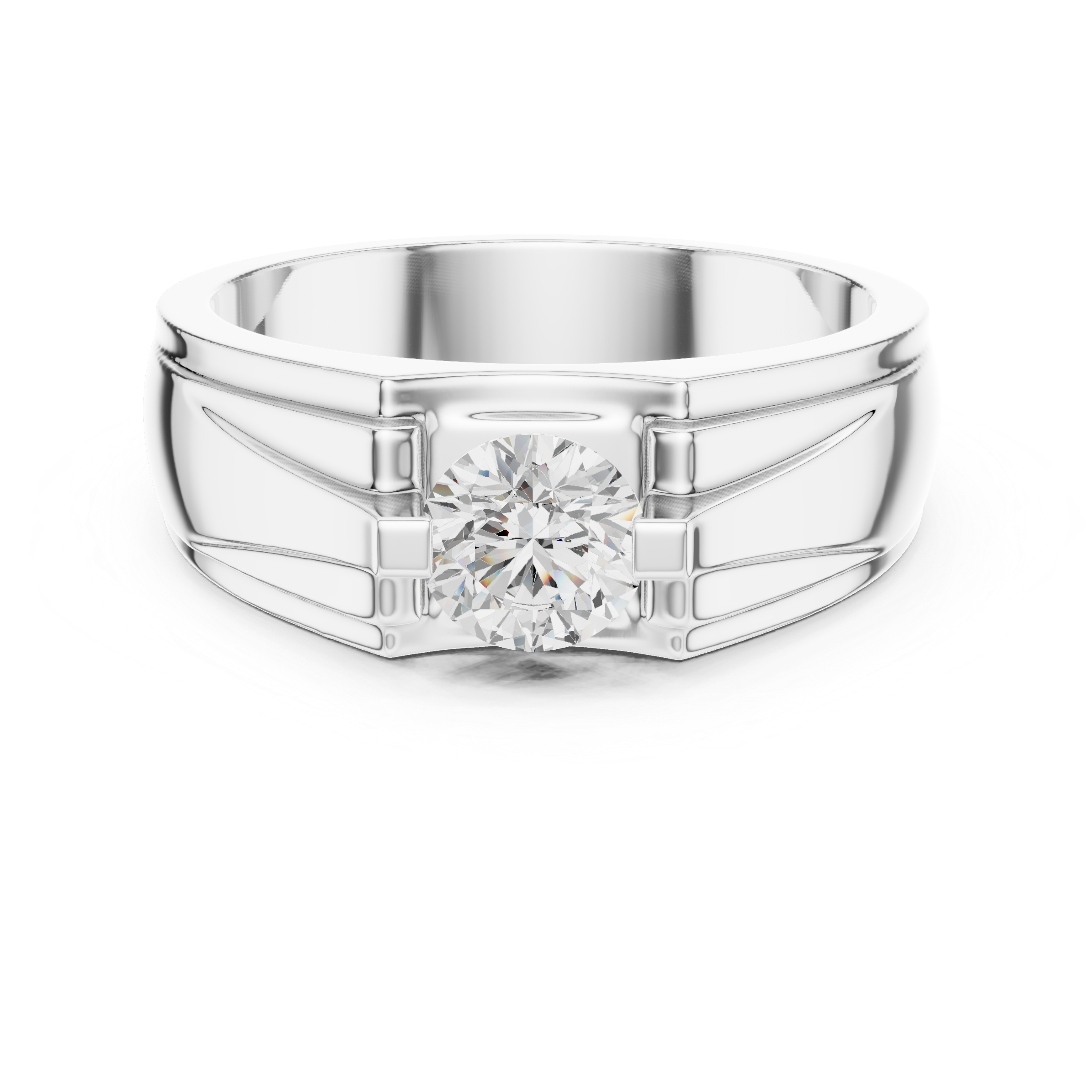 Classic halo diamond ring with sparkling side stones.